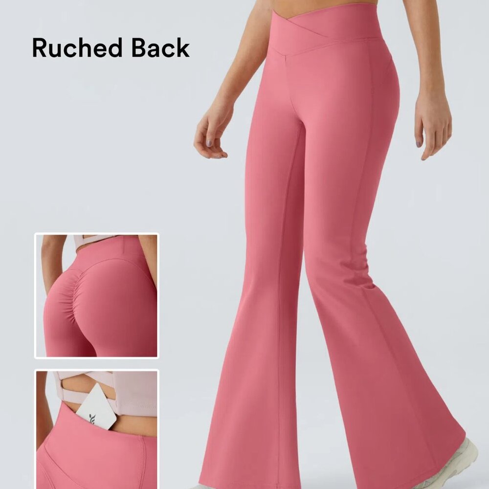 HaloTek Air™ High Waisted Crossover Back Pocket Ruched Butt Lifting Super Flare